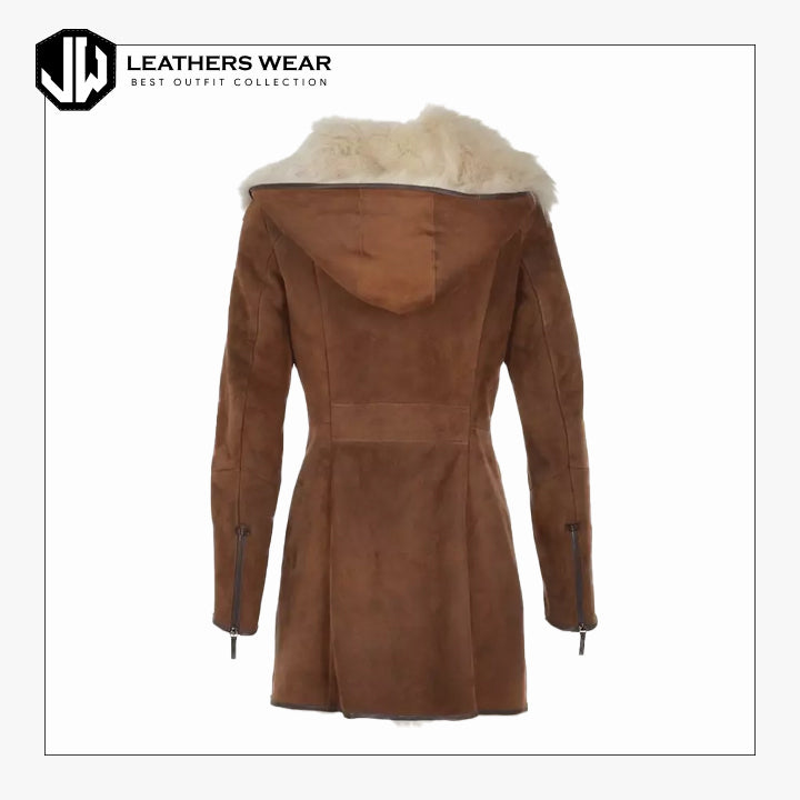 Womens Suede Shearling Coat