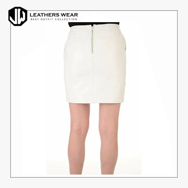 Womens White Leather Skirt