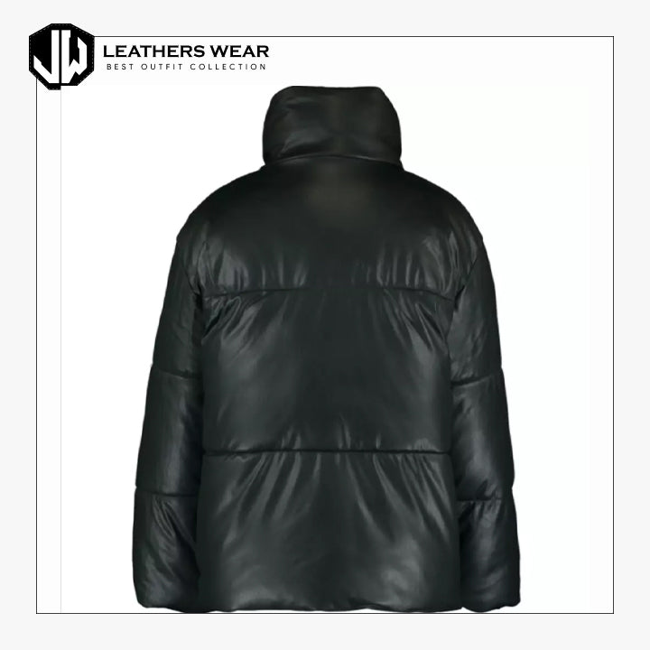 Green Leather Puffer Jacket