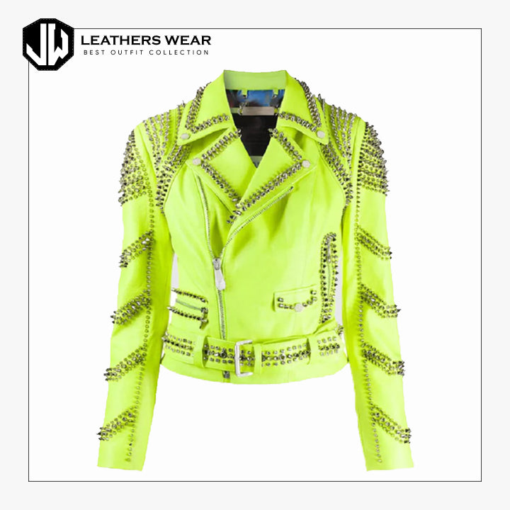 Studded Biker Jacket Womens Leathers Wear