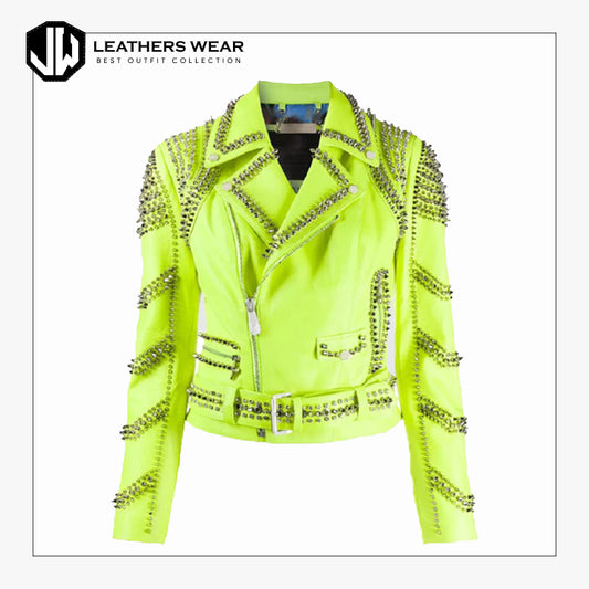 Studded Biker Jacket Womens Leathers Wear
