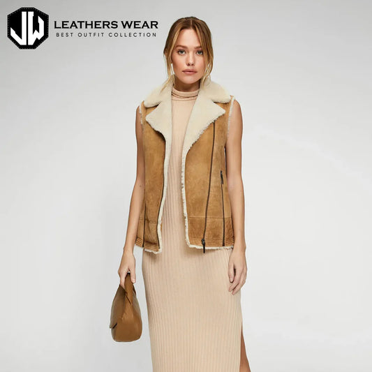 How to Style Womens Shearling Vests with Dresses and Skirts
