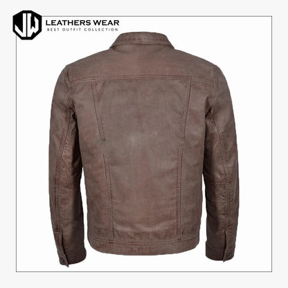 Men's Leather Jacket Distressed Waxing