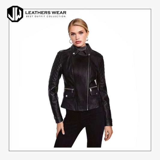 Ladies style Leather Biker Jacket