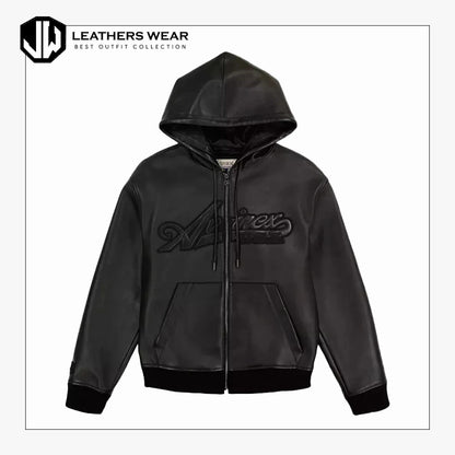 Avirex Mens Genuine Leather Hoodie Jacket