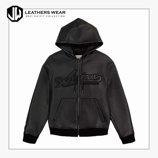 Avirex Mens Genuine Leather Hoodie Jacket