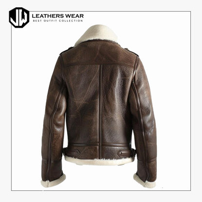 B 3 Sheepskin Leather Bomber Jacket