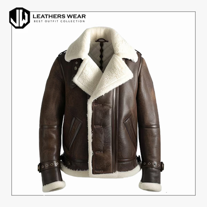 B 3 Sheepskin Leather Bomber Jacket