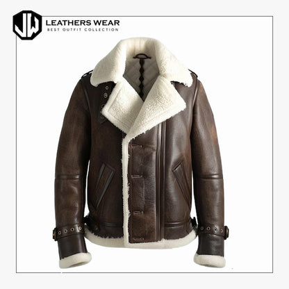 B 3 Sheepskin Leather Bomber Jacket