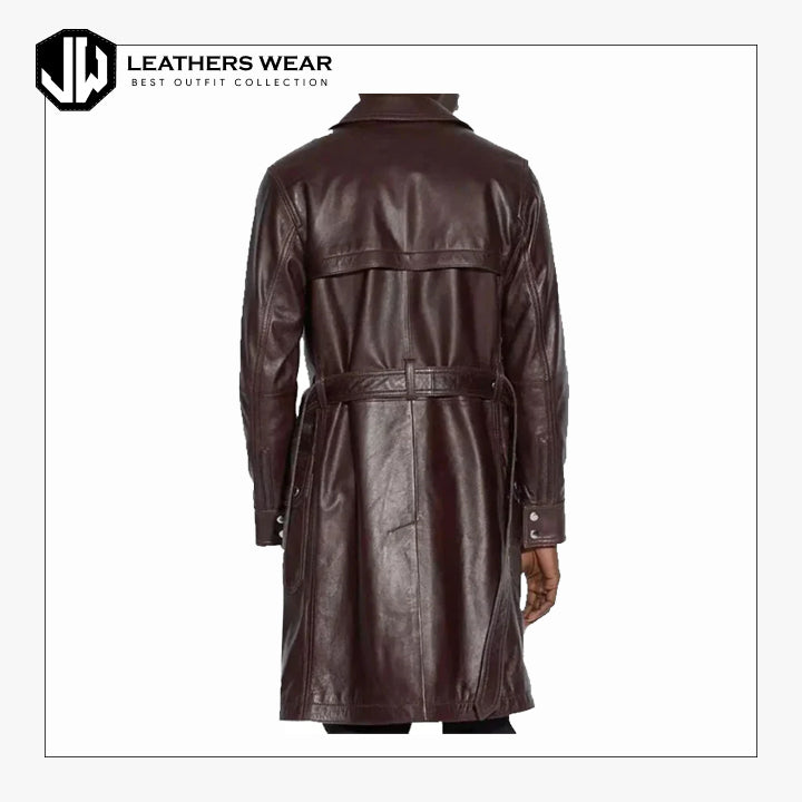 Belted Leather Trench Coat