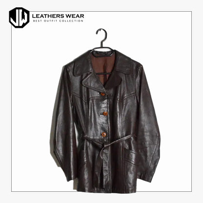 Belted Leather Womens Blazer