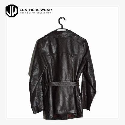 Belted Leather Womens Blazer