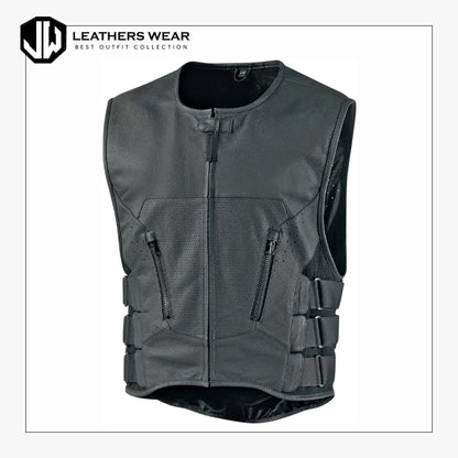 Biker Leather vest with zipper