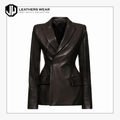 Black Genuine Leather Blazer Jacket