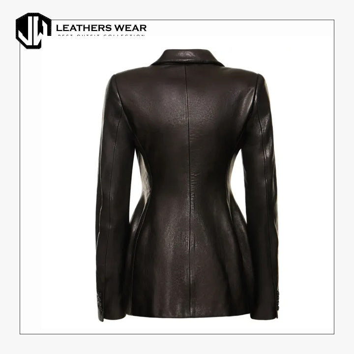 Black Genuine Leather Blazer Jacket