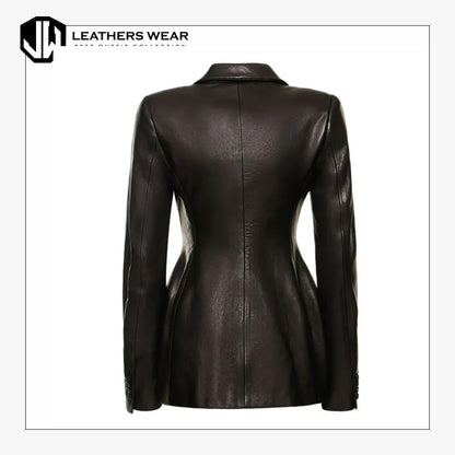 Black Genuine Leather Blazer Jacket