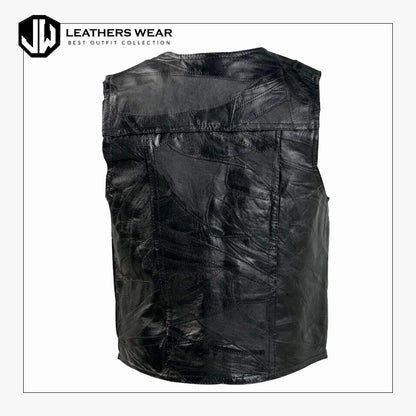 Black Genuine Leather Vest