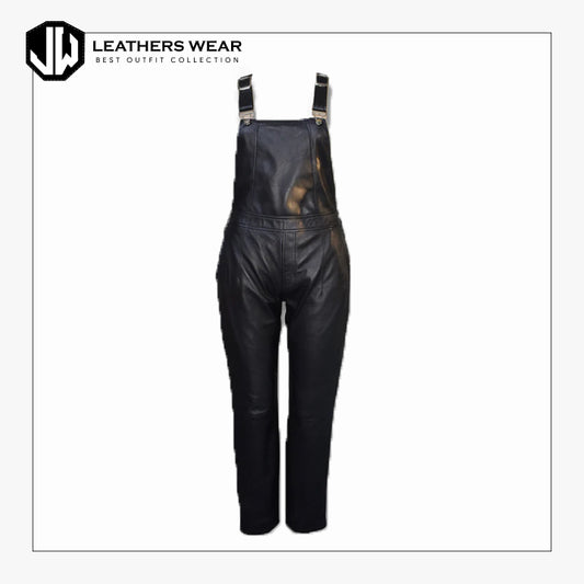 Black Leather Bib Overall