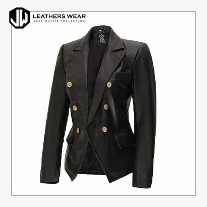 Black Leather Blazer Womens