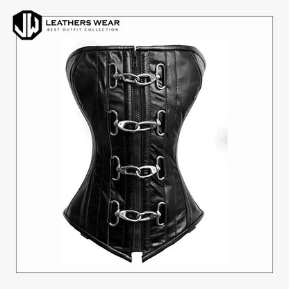 Black Leather Lace Up Corset