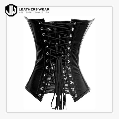 Black Leather Lace Up Corset
