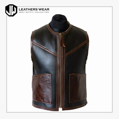 Black Leather Motorcycle Vest