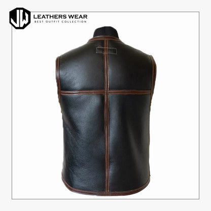 Black Leather Motorcycle Vest