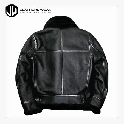 Black Leather Sherpa Jacket