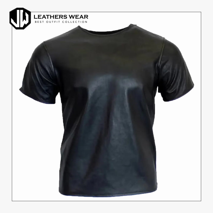 Black Leather T Shirt Mens