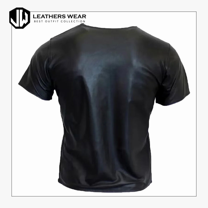 Black Leather T Shirt Mens