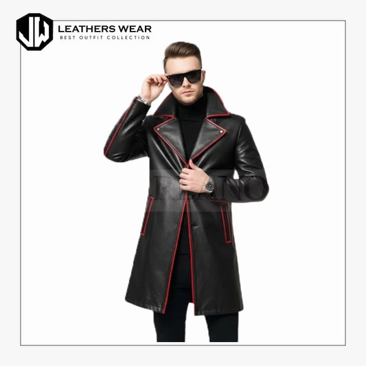 Black Leather Trench Coat
