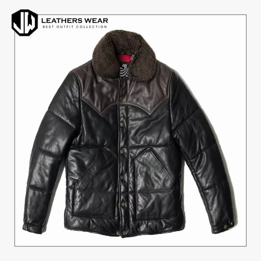 Black Puffer Jacket Leathers Wear