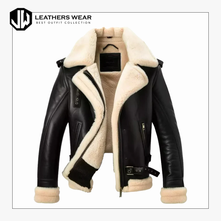 Black Shearling Bomber Jacket