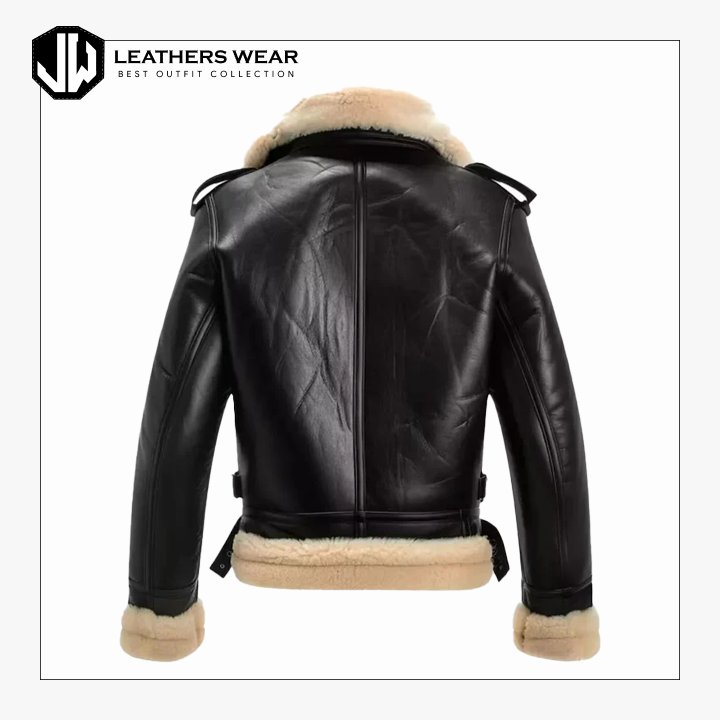 Black Shearling Bomber Jacket