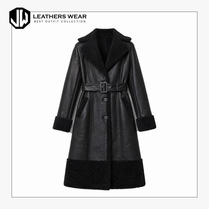 Black Shearling Coat Womens
