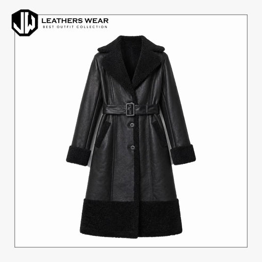Black Shearling Coat Womens