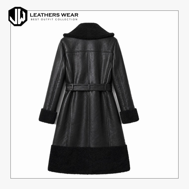 Black Shearling Coat Womens