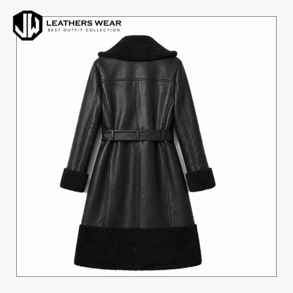 Black Shearling Coat Womens