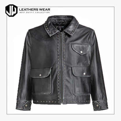 Black Studded Leather Jacket Womens