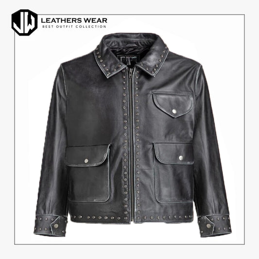 Black Studded Leather Jacket Womens