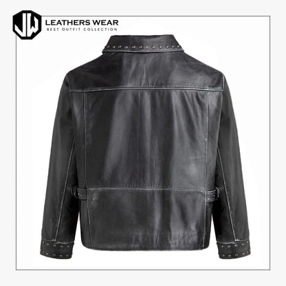 Black Studded Leather Jacket Womens