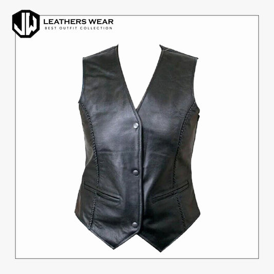 Black Vest Women Leathers Wear