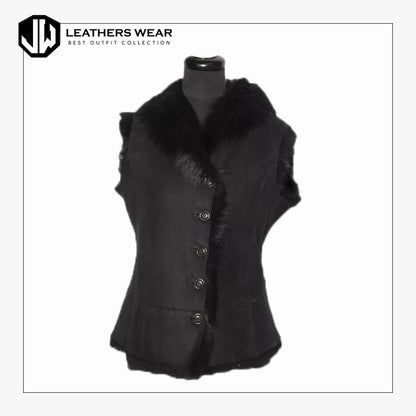 Black Womens Lambskin Vest