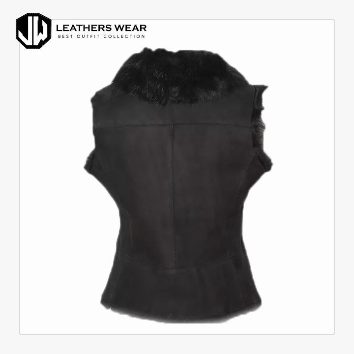 Black Womens Lambskin Vest