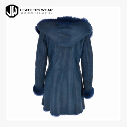 Blue Fur Hoodie Coat