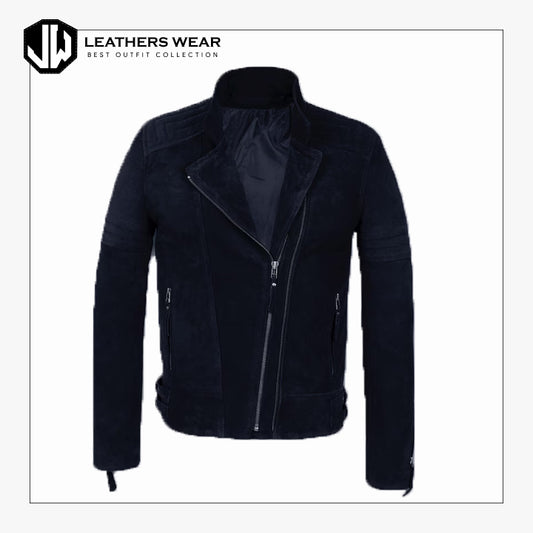 Blue Suede Biker Jacket