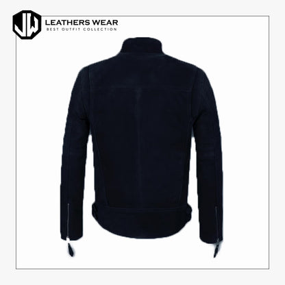 Blue Suede Biker Jacket
