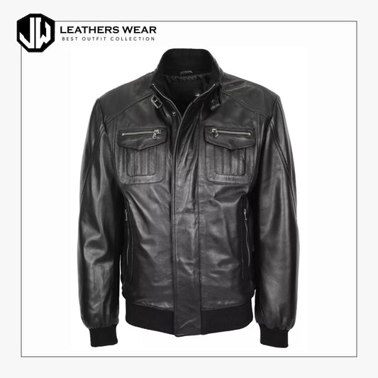 Bomber Style Leather Jacket