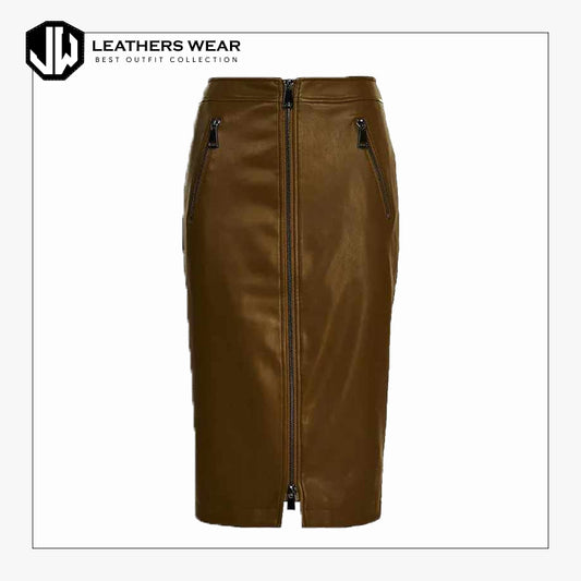 Brown Faux Leather Skirt