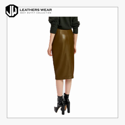 Brown Faux Leather Skirt